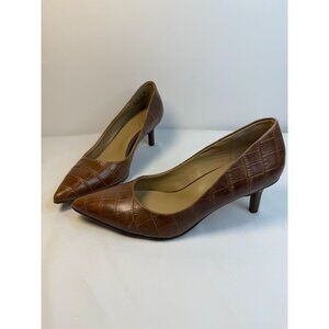 Naturalizer Everly Pump Womens Size 6W Banana Bread Brown Croc Leather Mid Heel